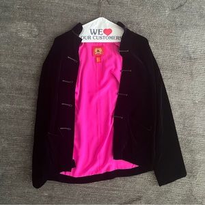 Shanghai Tang Velvet Deep Navy Blue Jacket Size 6